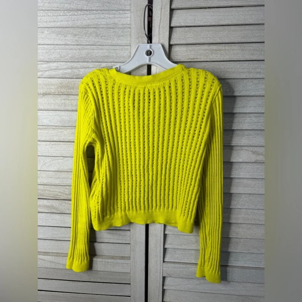 GAP Kids Neon Yellow Ribbed Cardigan Sweater Girls Size 5T